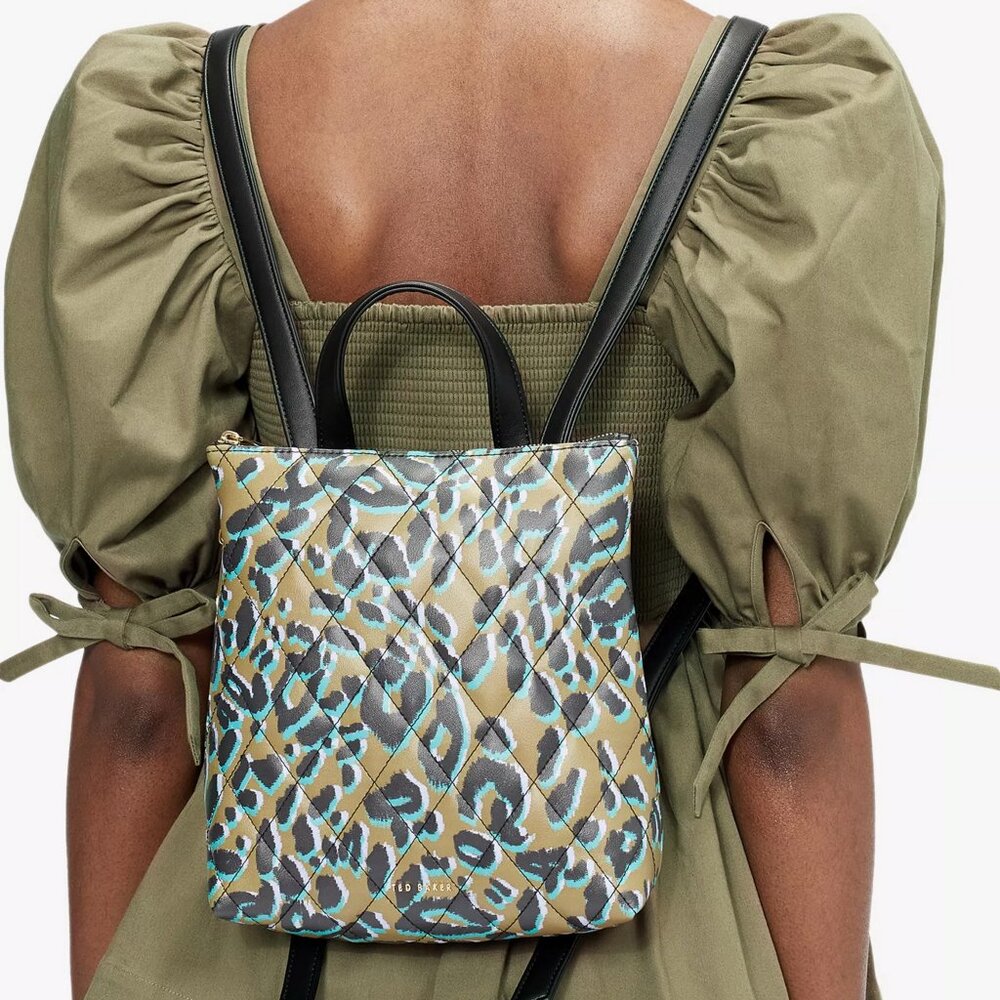 NWT Ted Baker Leopard Quilted Backpack, Stylish & Trendy Bag for Everyday Use